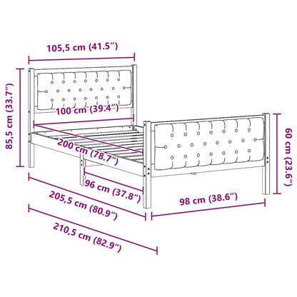 Bettrahmen Schwarz 100 x 200 cm Massives Kiefernholz