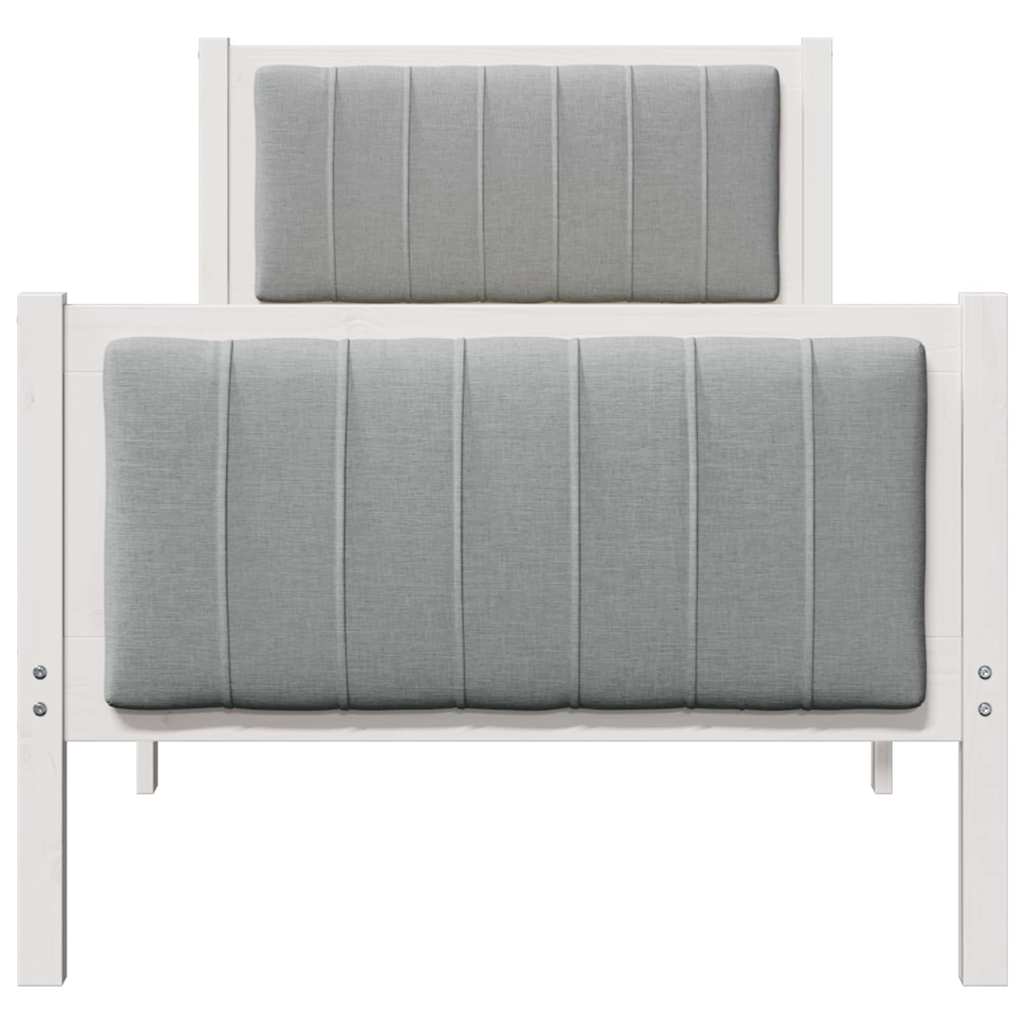 Bettgestell Weiß und Hellgrau 80 x 200 cm Massivholz Kiefer