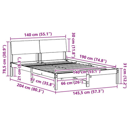 Bettgestell Weiß und Hellgrau 140 x 190 cm Massivholz Kiefer