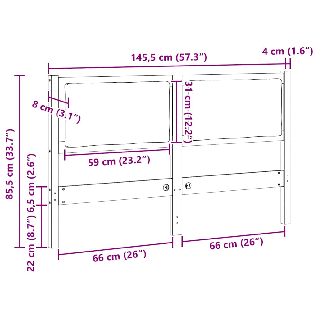 vidaXL Kopfteil Sonstiges Weiß 140 cm Massivholz Kiefer