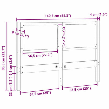 vidaXL Kopfteil Sonstiges Braun 135 cm Massivholz Kiefer