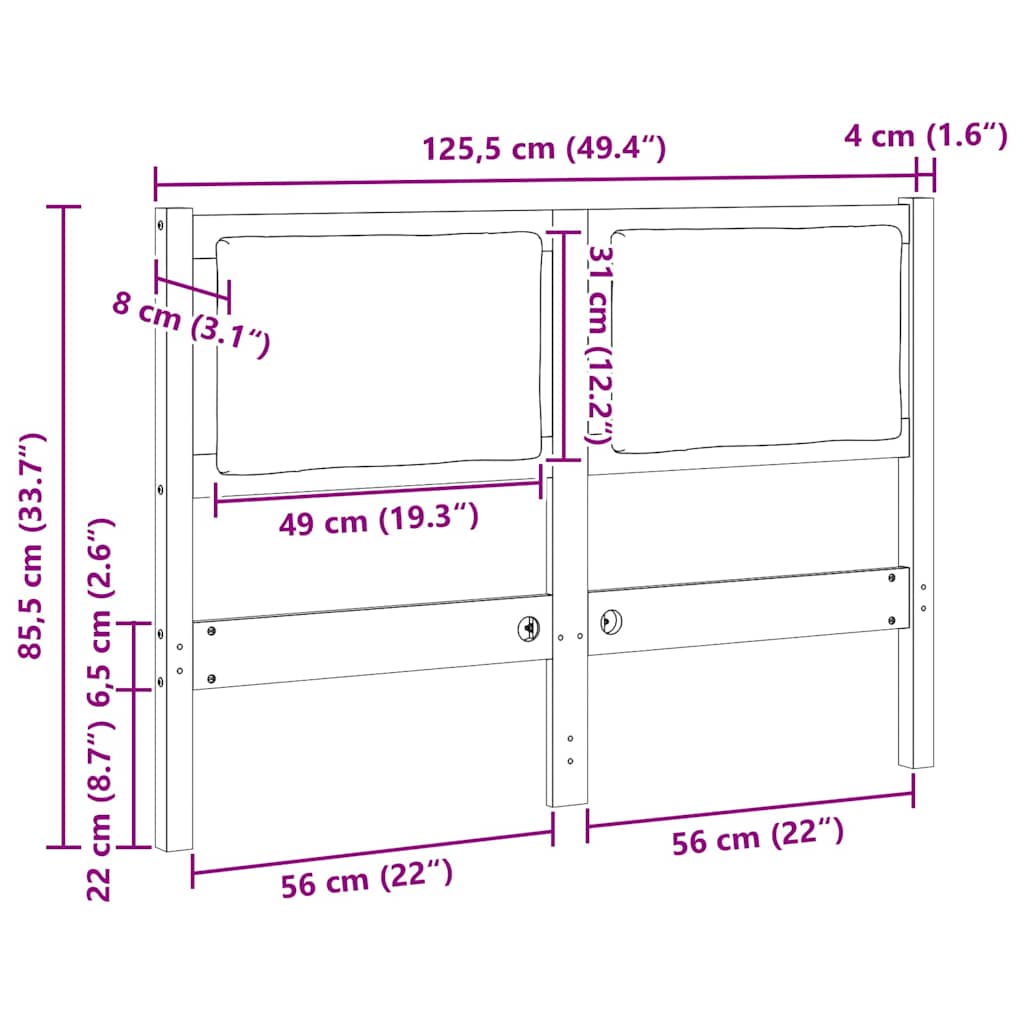 vidaXL Kopfteil Sonstiges Weiß 120 cm Massivholz Kiefer