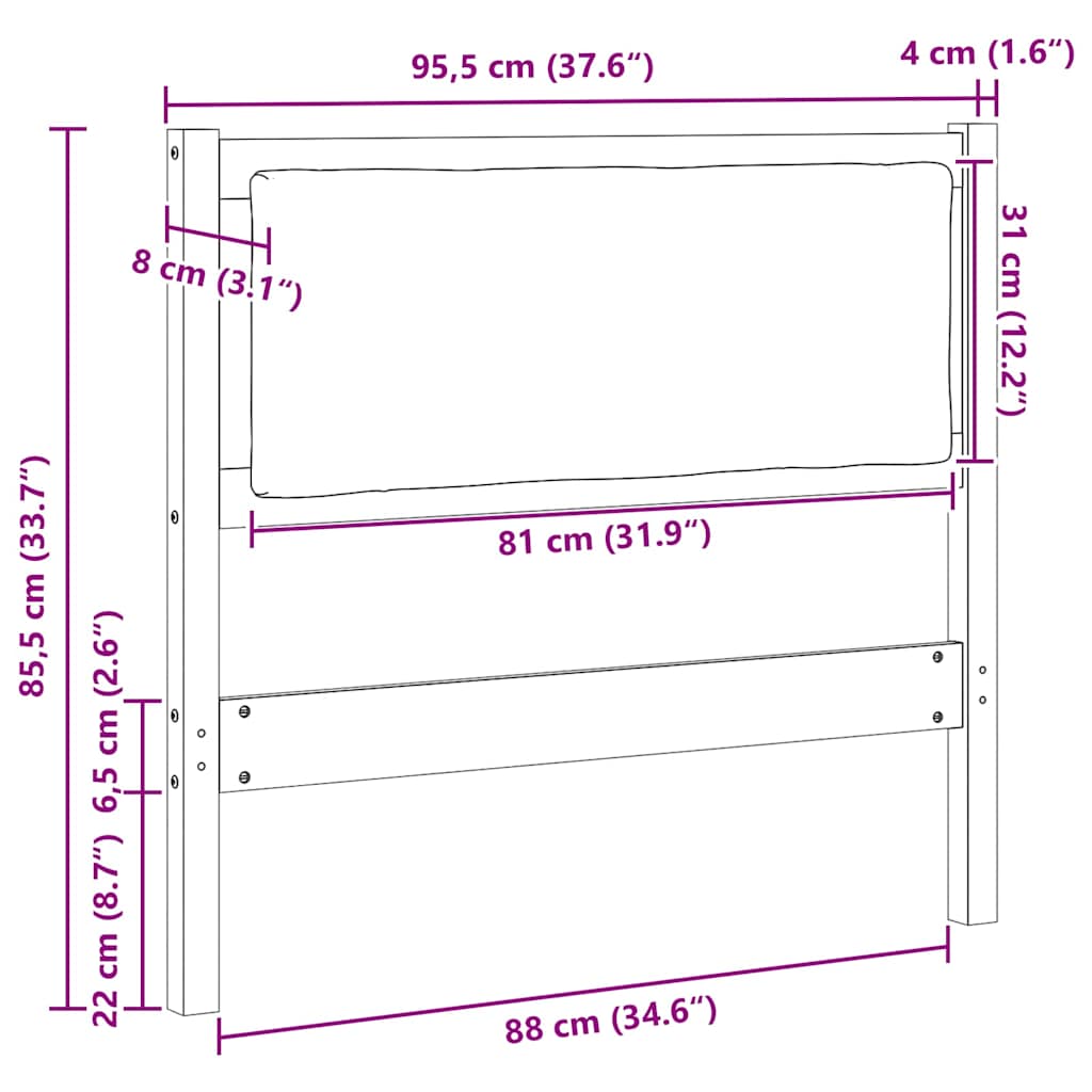 Kopfteil Sonstiges Braun 90 cm Massivholz Kiefer