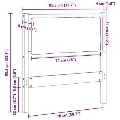 vidaXL Kopfteil Sonstiges Braun 80 cm Massivholz Kiefer