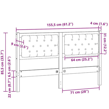 Kopfteil Braun und Dunkelgrau 150 cm Massivholz Kiefer