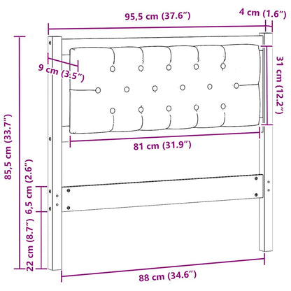 Kopfteil Sonstiges Braun und hellgrau 90 cm Massivholz Kiefer