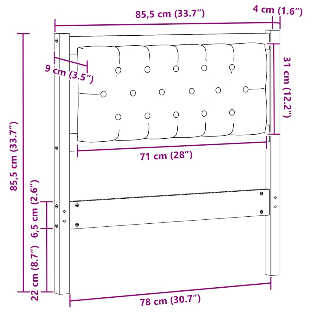vidaXL Kopfteil Sonstiges Weiß und Hellgrau 80 cm Massivholz Kiefer