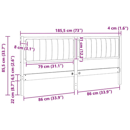 Gepolstertes Kopfteil Braun 180 cm Massives Kiefernholz
