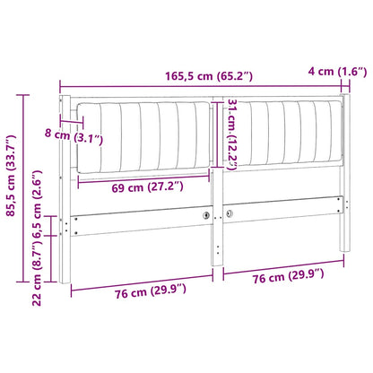 vidaXL Tête de lit capitonnée marron 160 cm Bois de pin massif