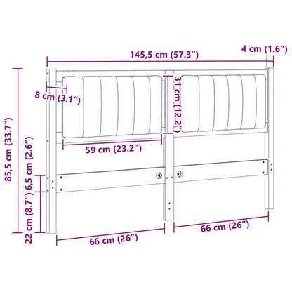 Gepolstertes Kopfteil Braun 140 cm Massives Kiefernholz