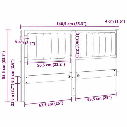 vidaXL Gepolstertes Kopfteil Braun 135 cm Massives Kiefernholz