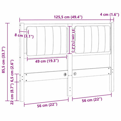 Gepolstertes Kopfteil Braun 120 cm Massives Kiefernholz