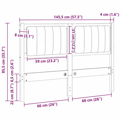 Gepolstertes Kopfteil Braun 120 cm Massives Kiefernholz