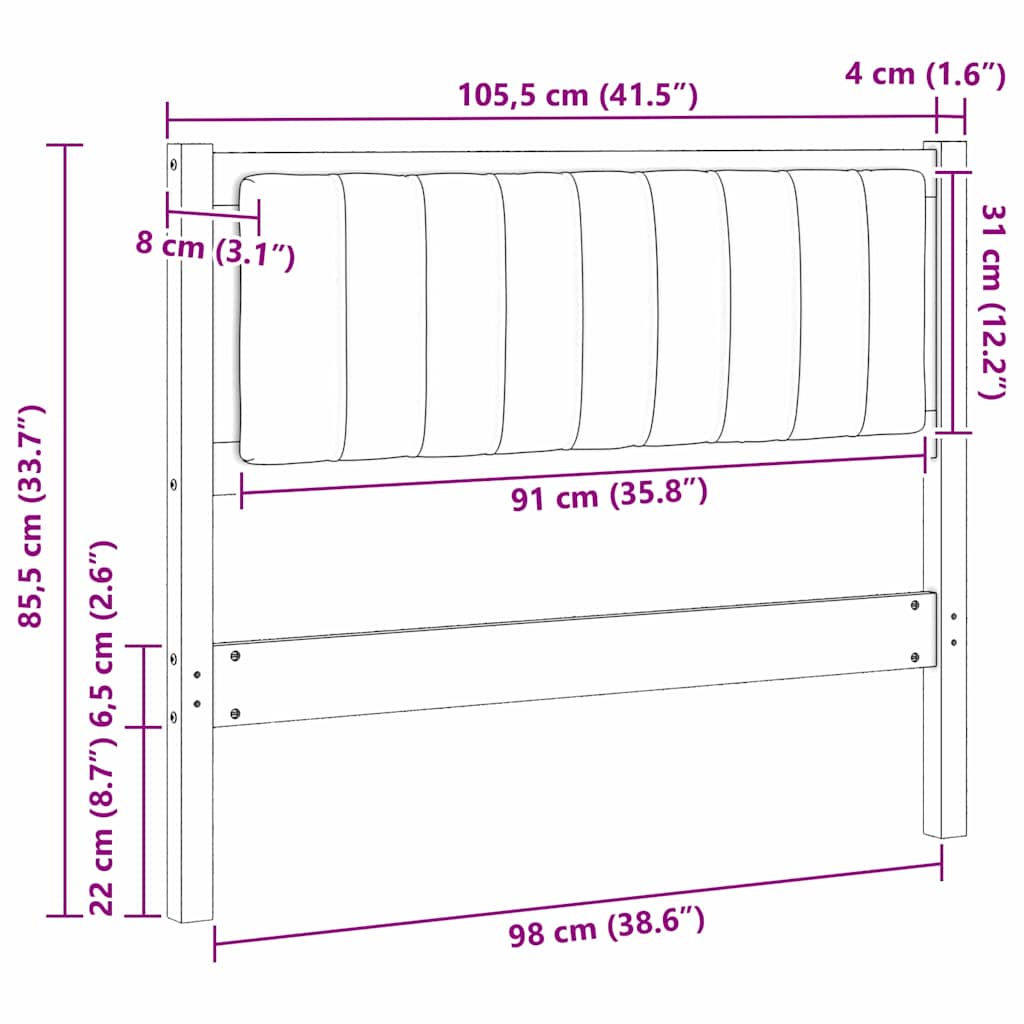 Gepolstertes Kopfteil Braun 100 cm Massives Kiefernholz