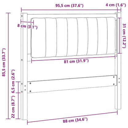 Gepolstertes Kopfteil Weiß 90 cm Massives Kiefernholz