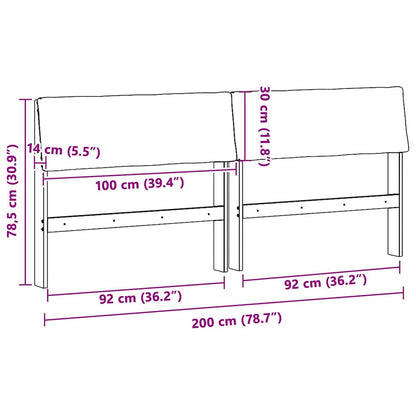Gepolstertes Kopfteil Hellgrau 200 cm Massives Kiefernholz