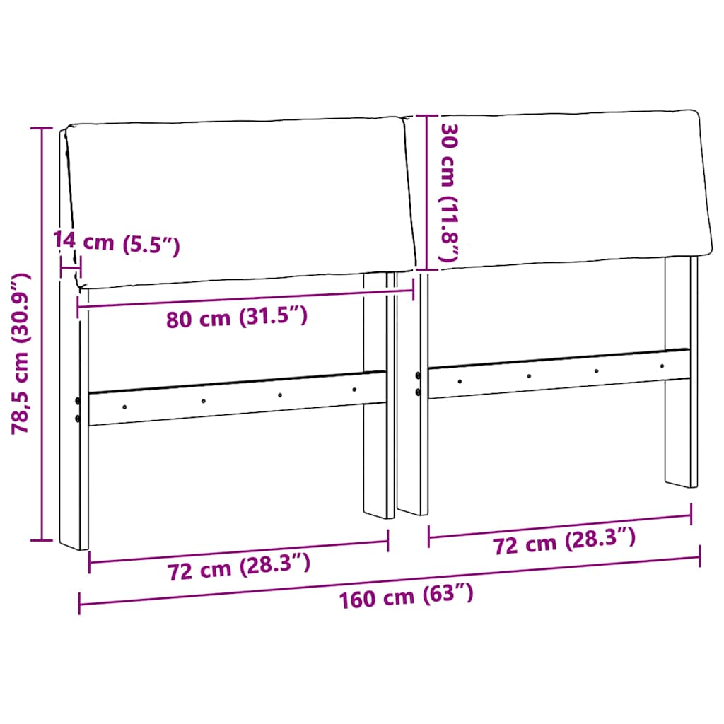 Gepolstertes Kopfteil Hellgrau 160 cm Massives Kiefernholz