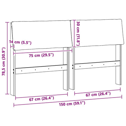 vidaXL Gepolstertes Kopfteil Schwarz 150 cm Massives Kiefernholz