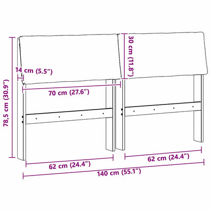 Gepolstertes Kopfteil Dunkelgrau 140 cm Massives Kiefernholz