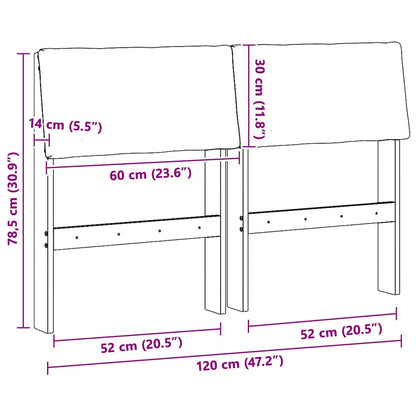 Gepolstertes Kopfteil Schwarz 120 cm Massives Kiefernholz