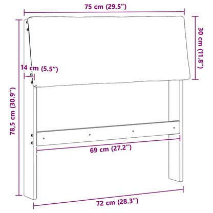 Gepolstertes Kopfteil Schwarz 75 cm Massives Kiefernholz