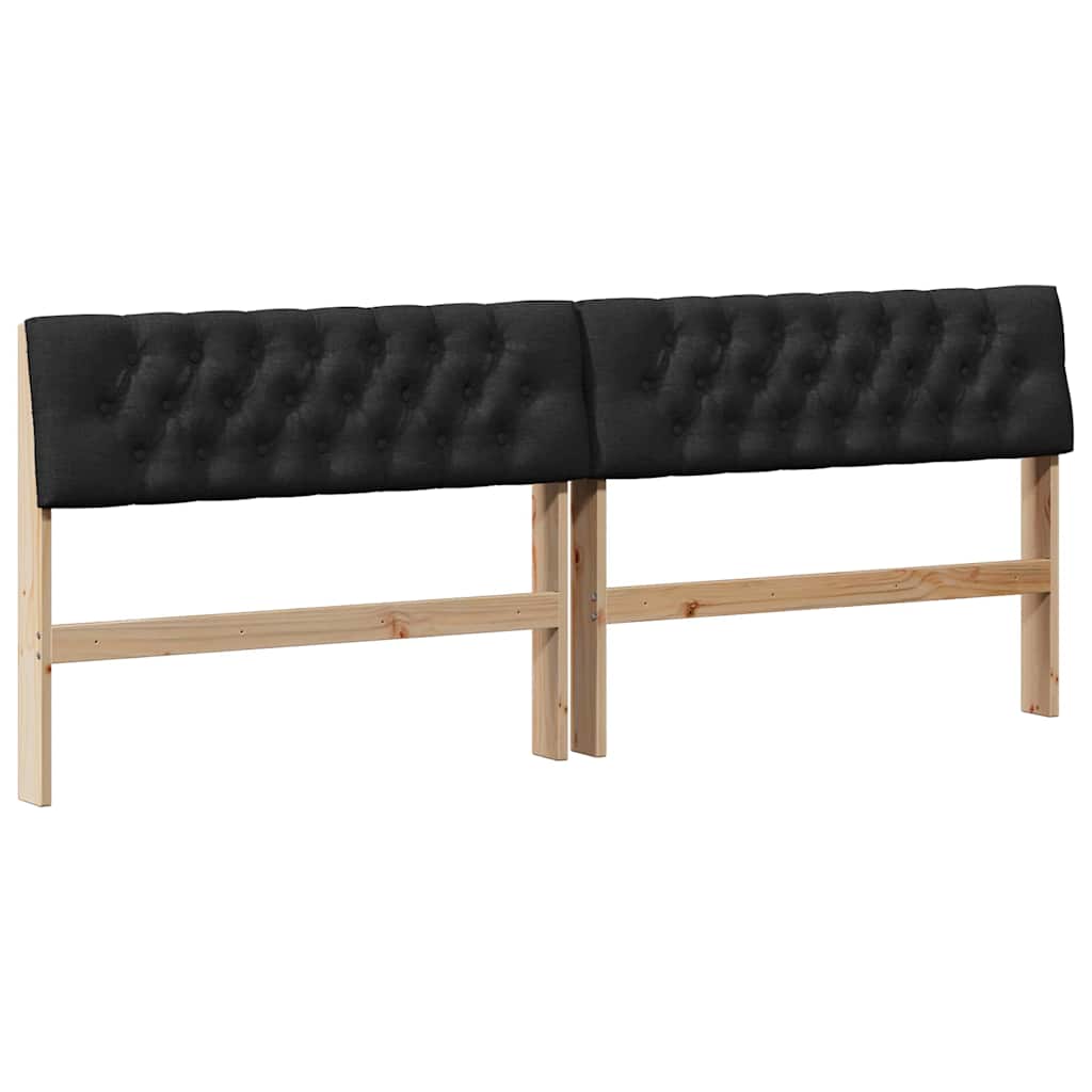 vidaXL Gepolstertes Kopfteil Schwarz 200 cm Massives Kiefernholz
