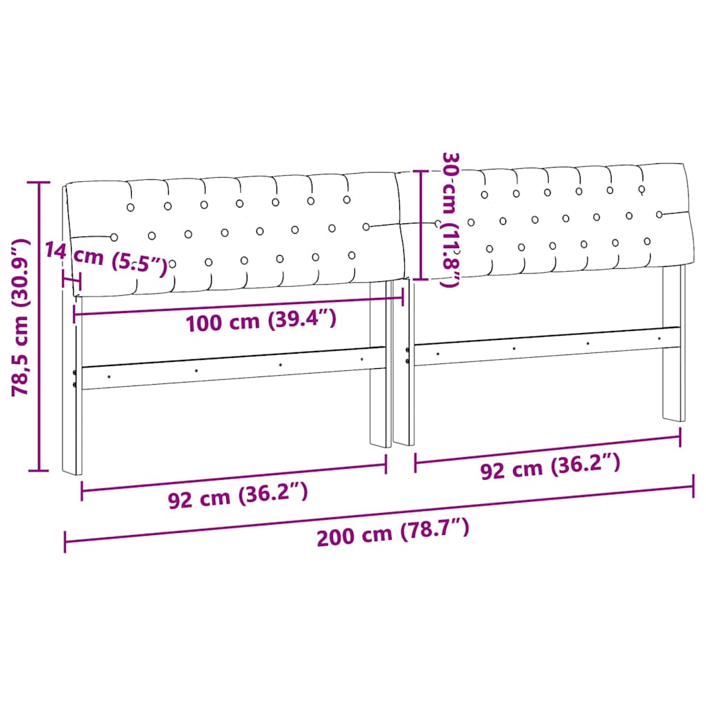vidaXL Gepolstertes Kopfteil Taupe 200 cm Massives Kiefernholz