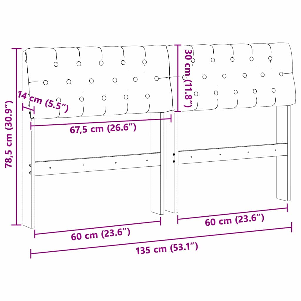 Gepolstertes Kopfteil Hellgrau 135 cm Massives Kiefernholz
