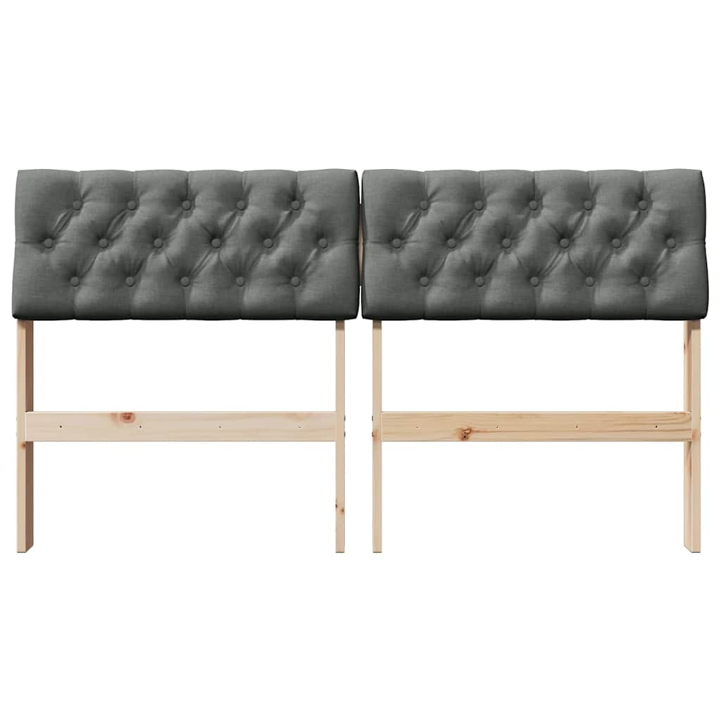 Gepolstertes Kopfteil Dunkelgrau 135 cm Massives Kiefernholz