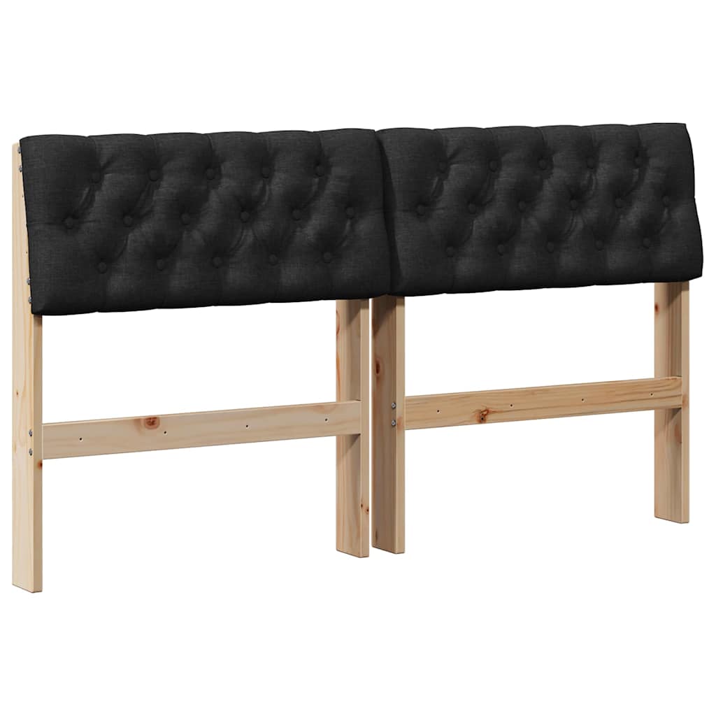 vidaXL Gepolstertes Kopfteil Schwarz 135 cm Massives Kiefernholz