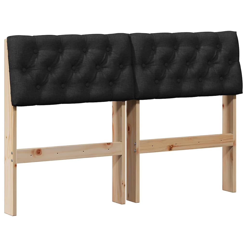 vidaXL Gepolstertes Kopfteil Schwarz 120 cm Massives Kiefernholz