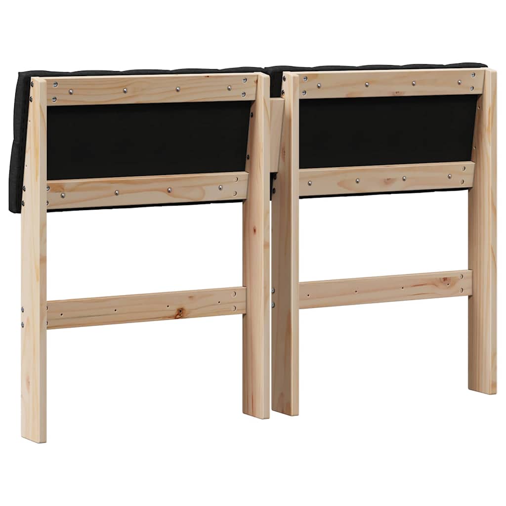 vidaXL Gepolstertes Kopfteil Schwarz 120 cm Massives Kiefernholz