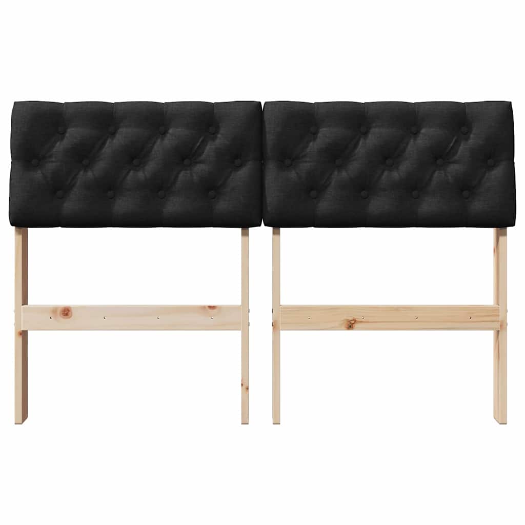 vidaXL Gepolstertes Kopfteil Schwarz 120 cm Massives Kiefernholz