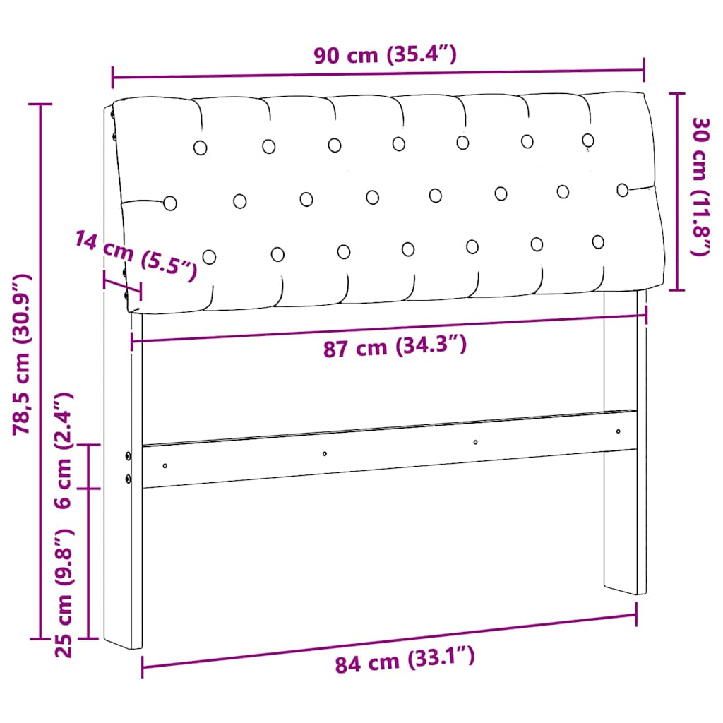 Gepolstertes Kopfteil Taupe 90 cm Massives Kiefernholz
