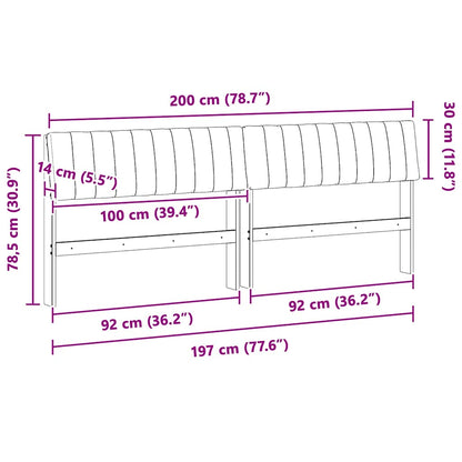 Gepolstertes Kopfteil Schwarz 200 cm Massives Kiefernholz
