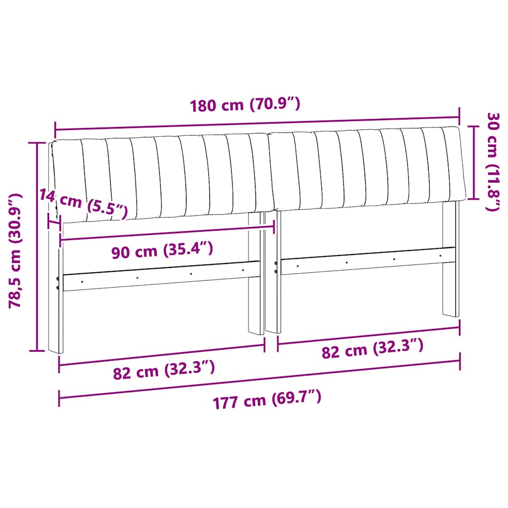 vidaXL Gepolstertes Kopfteil Dunkelgrau 180 cm Massives Kiefernholz