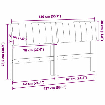Gepolstertes Kopfteil Schwarz 140 cm Massives Kiefernholz