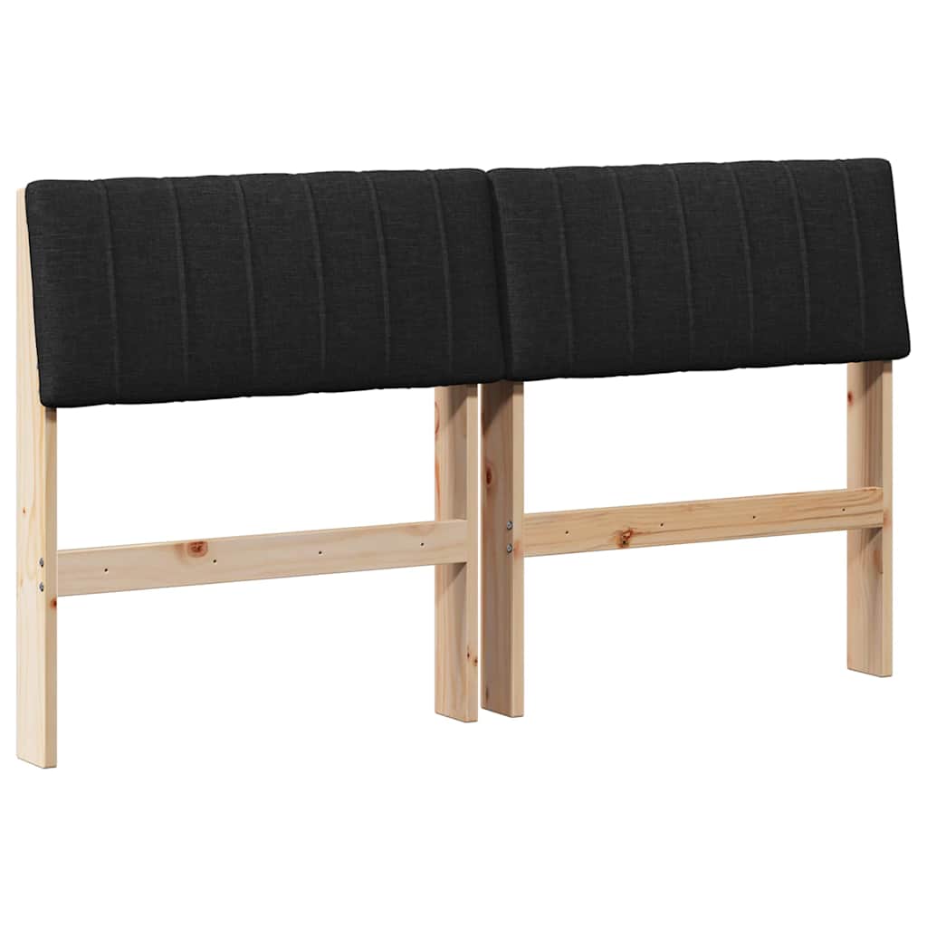 vidaXL Gepolstertes Kopfteil Schwarz 135 cm Massives Kiefernholz