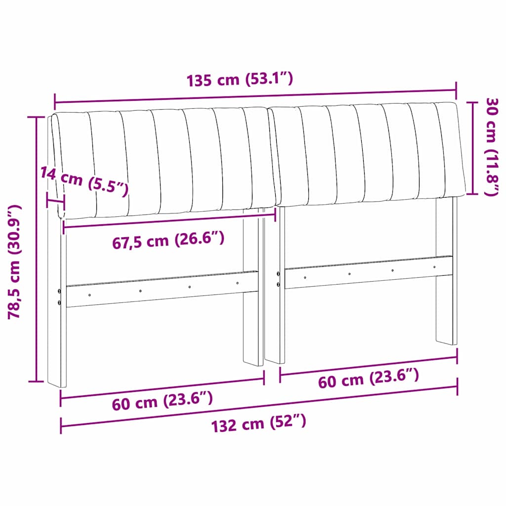 vidaXL Gepolstertes Kopfteil Taupe 135 cm Massives Kiefernholz