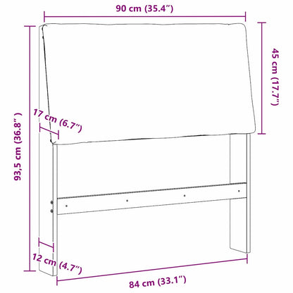 Gepolstertes Kopfteil Hellgrau 90 cm Massives Kiefernholz