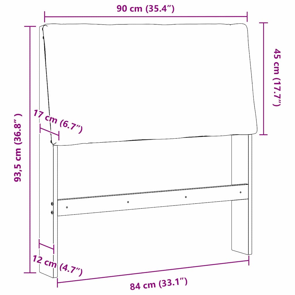 vidaXL Gepolstertes Kopfteil Dunkelgrau 90 cm Massives Kiefernholz