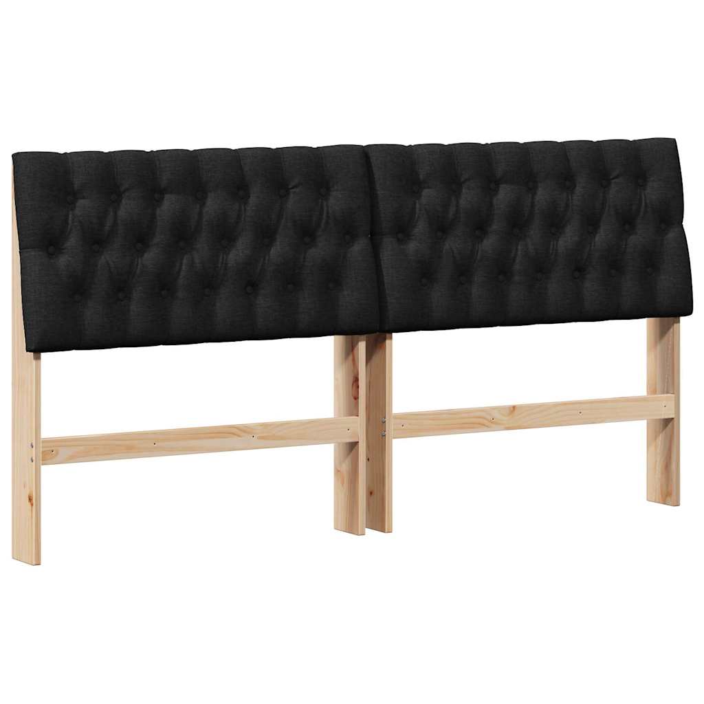 vidaXL Gepolstertes Kopfteil Schwarz 180 cm Massives Kiefernholz