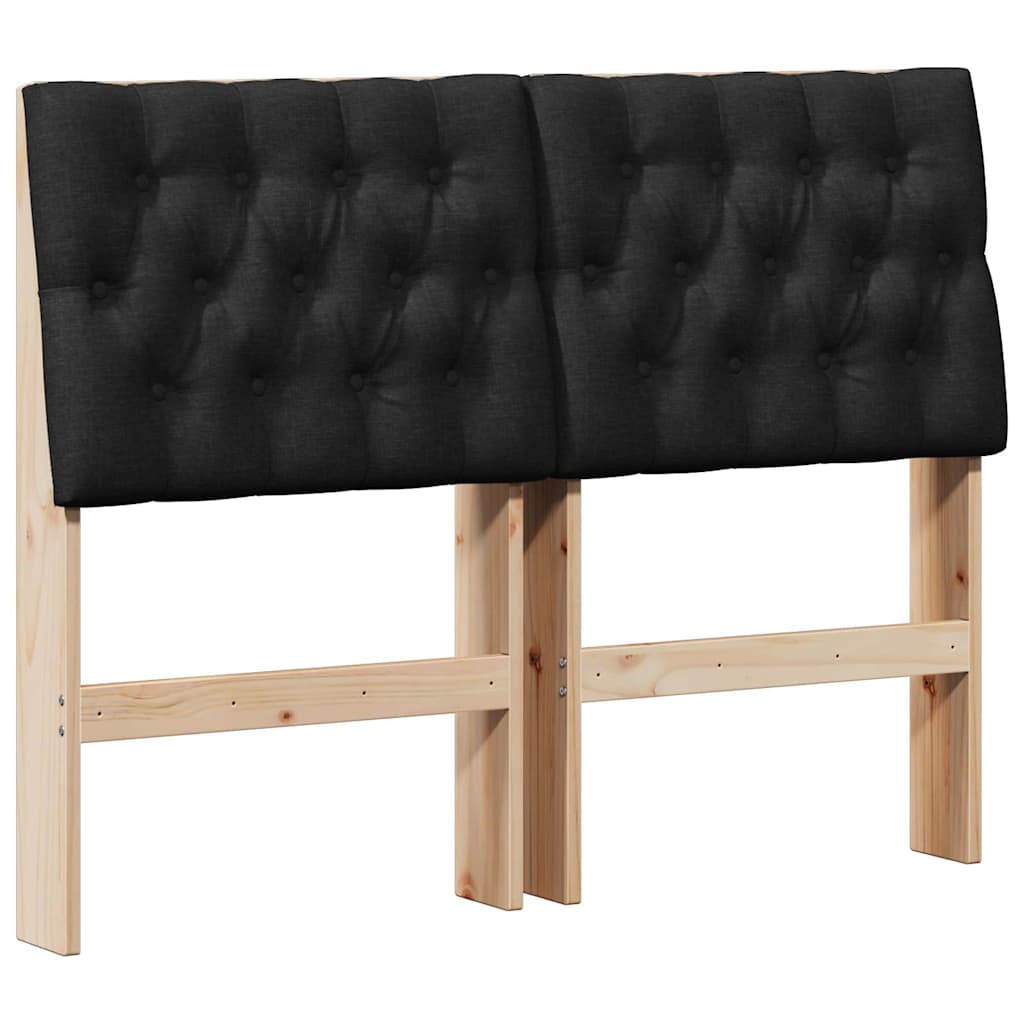 vidaXL Gepolstertes Kopfteil Schwarz 120 cm Massives Kiefernholz