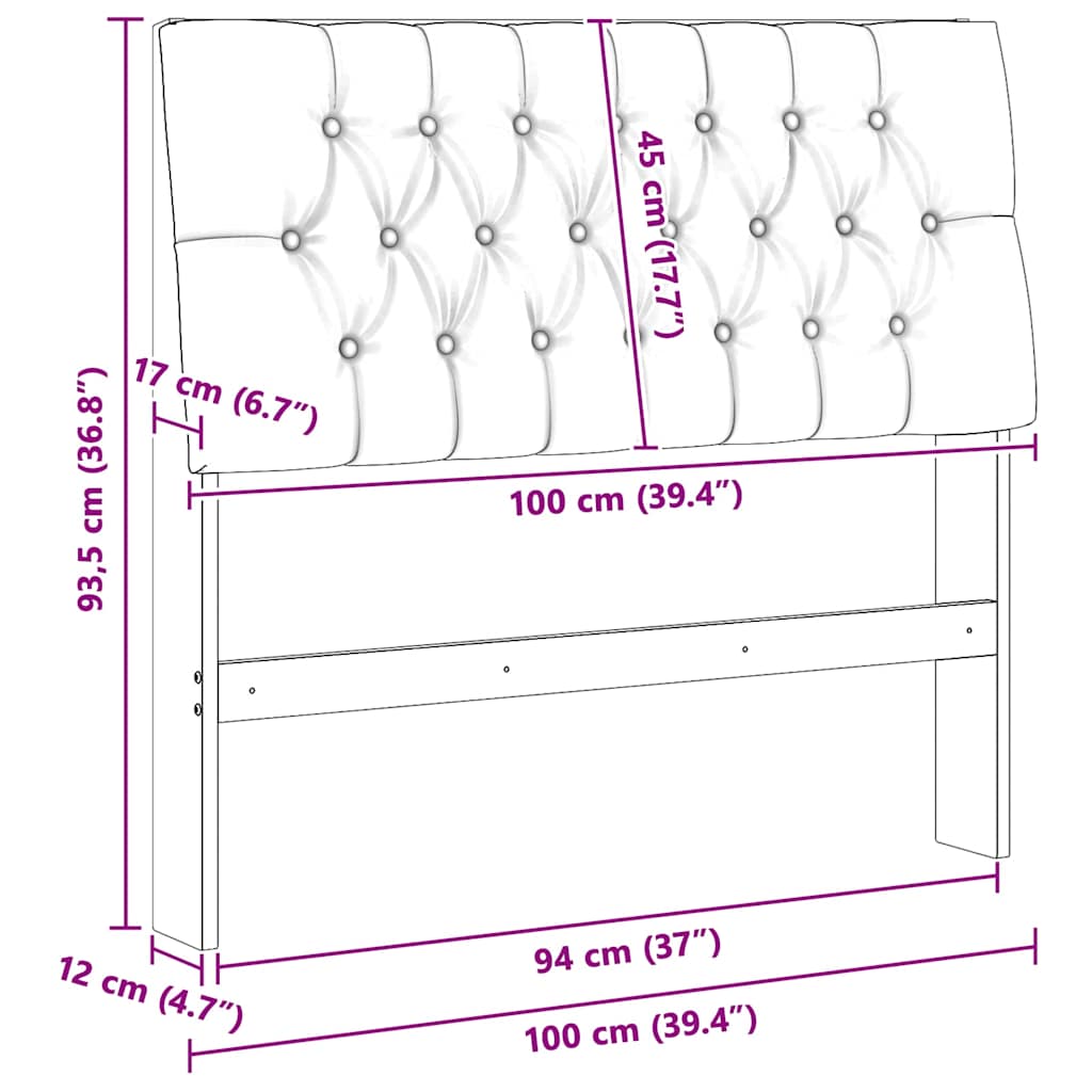 Gepolstertes Kopfteil Hellgrau 100 cm Massives Kiefernholz