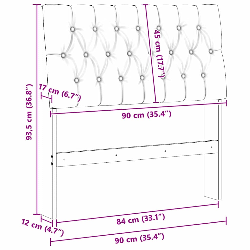 Gepolstertes Kopfteil Schwarz 90 cm Massives Kiefernholz