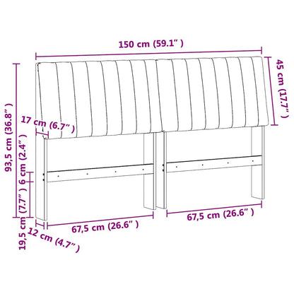 vidaXL Gepolstertes Kopfteil Schwarz 150 cm Massives Kiefernholz
