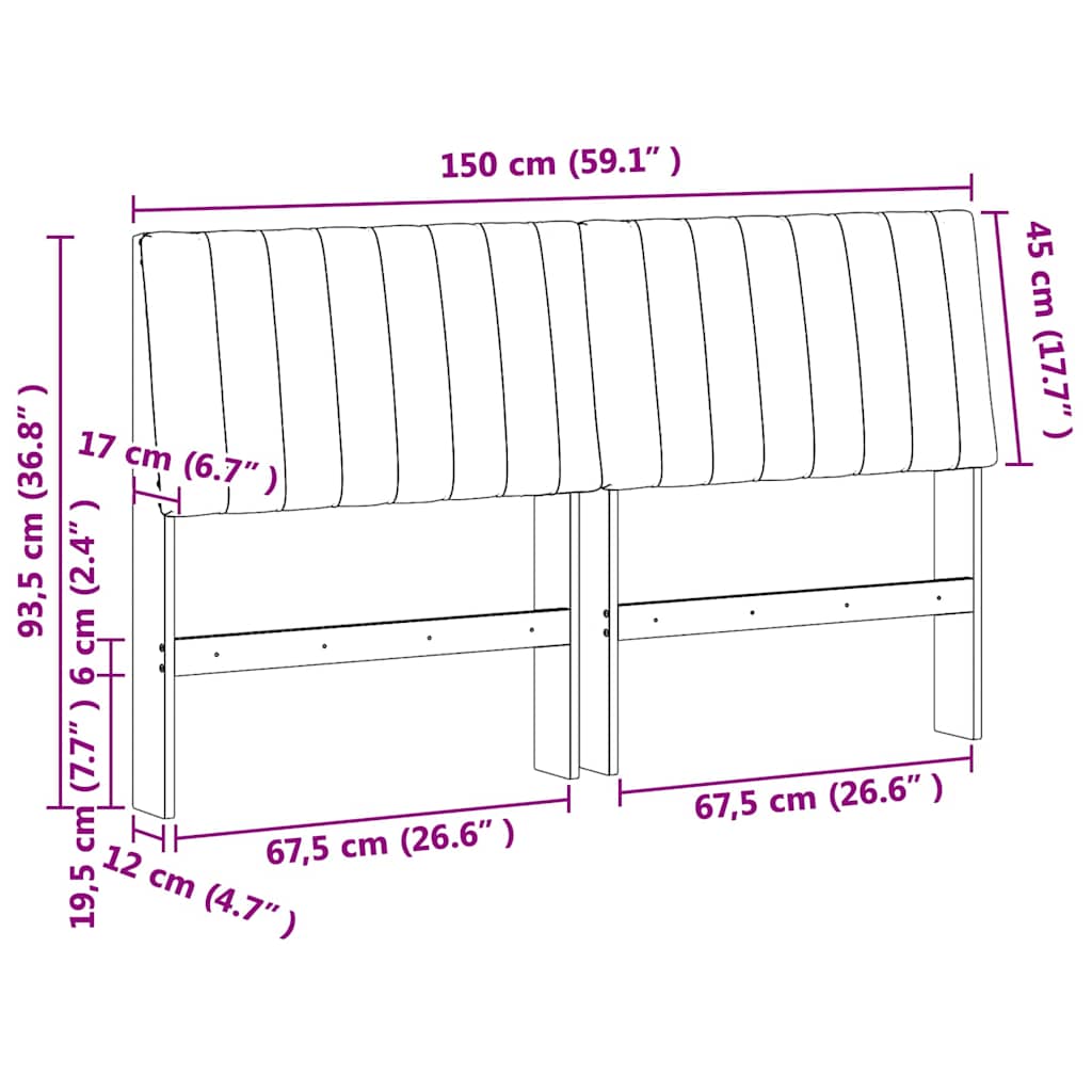Gepolstertes Kopfteil Taupe 150 cm Massives Kiefernholz