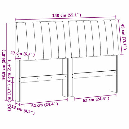 Gepolstertes Kopfteil Schwarz 140 cm Massives Kiefernholz