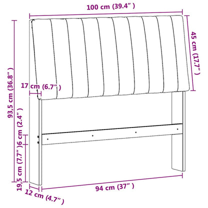 Gepolstertes Kopfteil Dunkelgrau 100 cm Massives Kiefernholz