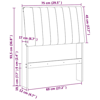 Gepolstertes Kopfteil Hellgrau 75 cm Massives Kiefernholz